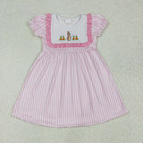 Carrot Bunny Pink Stripe Girls Easter Dress