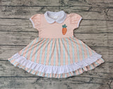 Pre-sale Carrot Orange Blue Stripe Girls Easter Dress