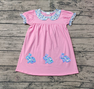 Pre-sale Floral Doll Collar Bunny Pink Girls Easter Dress