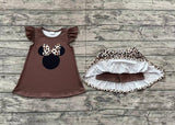 Pre-sale Cartoon Leopard Print Brown Shorts Girls Skirt Sets