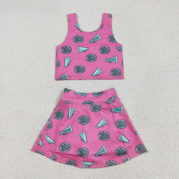 Team Cheer Hot Pink Athletic Shorts Girls Skirt Sets