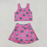 Team Cheer Hot Pink Athletic Shorts Girls Skirt Sets