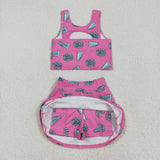 Team Cheer Hot Pink Athletic Shorts Girls Skirt Sets