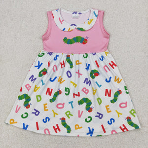 ABC Caterpillar Pink White Girls Back to School Dress