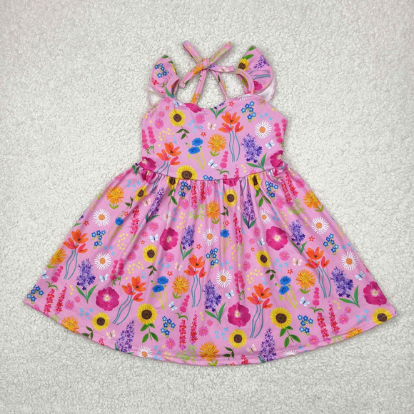 Floral Pink Girls Sleeveless Dress