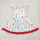 ABC Pencil Bee Red Ruffles Girls Back to School Dress