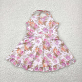 Pink Purple Orange Floral Athletic Shorts Girls Swimsuits