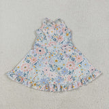 Blue Pink Floral Athletic Shorts Girls Swimsuits