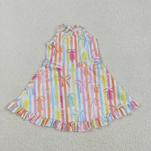 Bow Pattern Colorful Stripe Athletic Shorts Girls Swimsuits