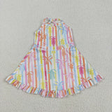 Bow Pattern Colorful Stripe Athletic Shorts Girls Swimsuits