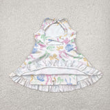 Colorful Bow Pattern White Athletic Shorts Girls Swimsuits