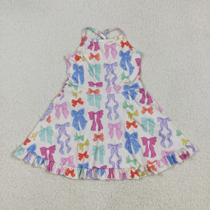 Colorful Bow Pattern Beige Athletic Shorts Girls Swimsuits