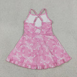 Butterfly Pink Athletic Shorts Girls Sleeveless Dress