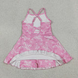 Butterfly Pink Athletic Shorts Girls Sleeveless Dress