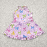 Colorful White Polka Dots Pink Athletic Shorts Girls Swimsuits