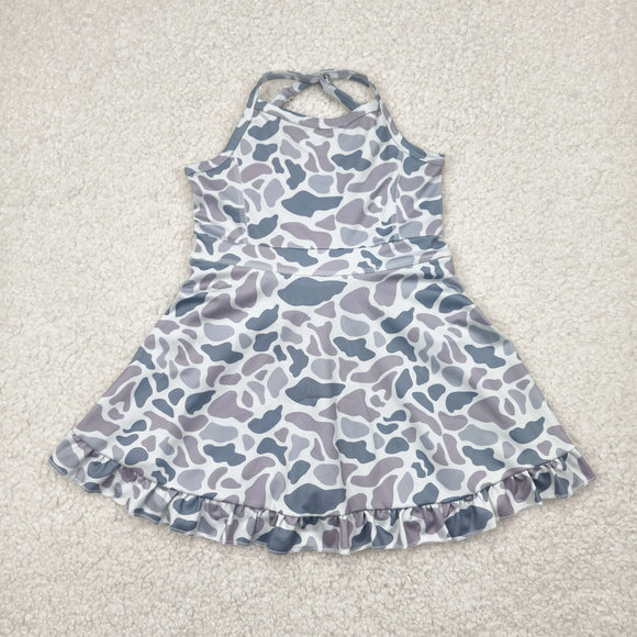 Gray Camo Athletic Shorts Girls Swimsuits