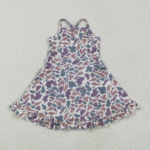 Purple Green Brown Camo Athletic Shorts Girls Swimsuits