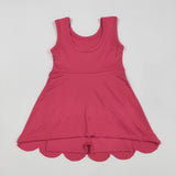 Solid Hot Pink Scalloped Athletic Shorts Girls Sleeveless Dress