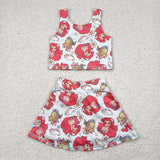 Cartoon Mermaid Fish Vest Athletic Shorts Girls Skirt Sets