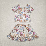 Cartoon Princess Shorts Girls Skirt Sets