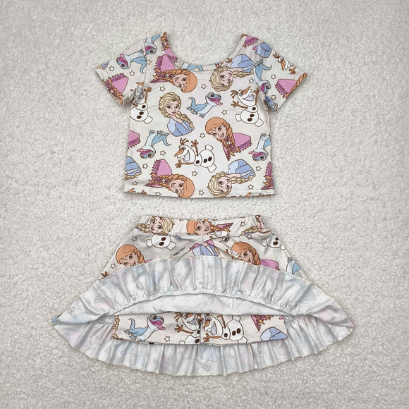 Cartoon Princess Shorts Girls Skirt Sets