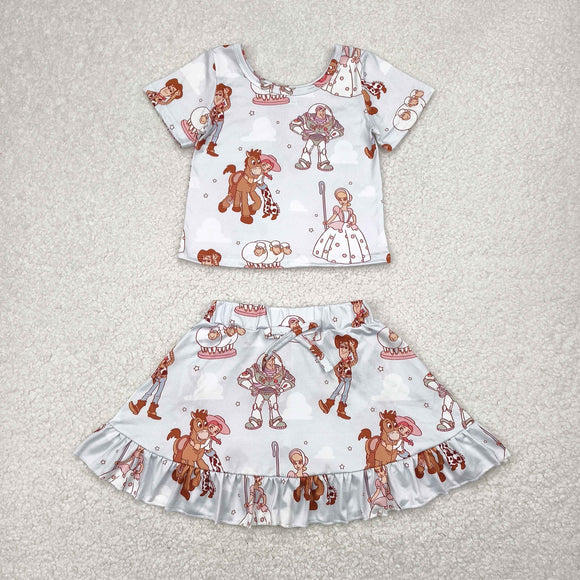 Cartoon Toy Shorts Girls Skirt Sets