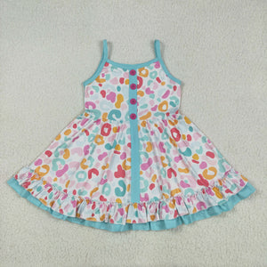 Colorful Leopard Print Girls Sleeveless Dress