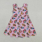Cartoon Princess Pink Scalloped Athletic Shorts Girls Sleeveless Dress