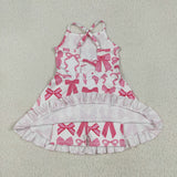 Pink Bow Pattern White Athletic Shorts Girls Swimsuits