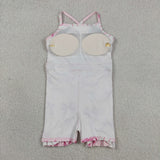 Baseball Hot Pink Bow Pattern Athletic Shorts Girls Sleeveless Dress