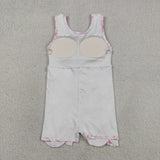 Floral Pink Bow Pattern Scalloped Athletic Shorts Girls Sleeveless Dress