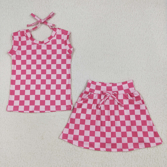 Hot Pink Shorts Girls Skirt Sets