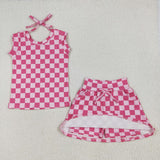 Hot Pink Shorts Girls Skirt Sets