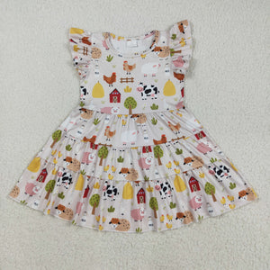 Farm Animals Girls Flutter Sleeve Dress