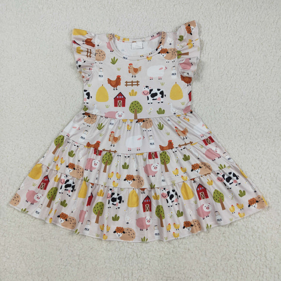 Farm Animals Girls Flutter Sleeve Dress