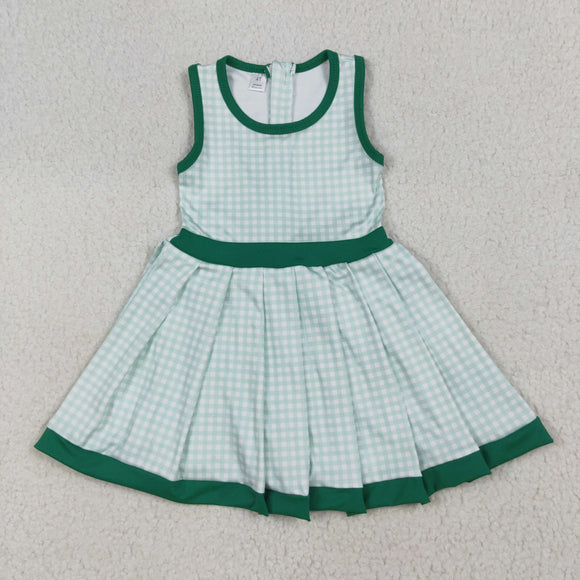 Green Plaid Athletic Shorts Girls Sleeveless Dress