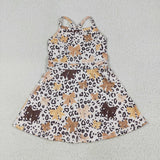 Bow Pattern Leopard Print Athletic Shorts Girls Swimsuits