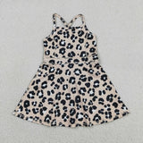 Leopard Print Athletic Shorts Girls Sleeveless Dress
