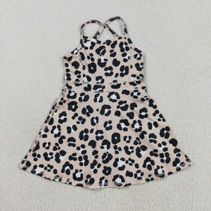 Leopard Print Khaki Athletic Shorts Girls Swimsuits