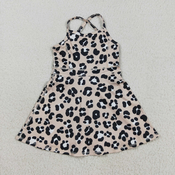 Leopard Print Khaki Athletic Shorts Girls Swimsuits