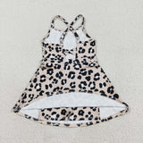 Leopard Print Khaki Athletic Shorts Girls Swimsuits