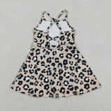 Leopard Print Athletic Shorts Girls Sleeveless Dress