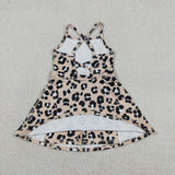 Leopard Print Athletic Shorts Girls Sleeveless Dress