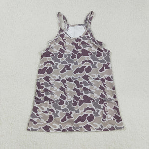 Kids Camo Athletic Shorts Girls Sleeveless Dress