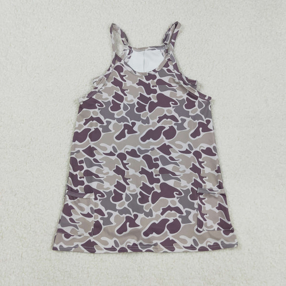 Kids Camo Athletic Shorts Girls Sleeveless Dress