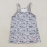 Kids Gray Camo Athletic Shorts Mommy & Me Girls Sleeveless Dress