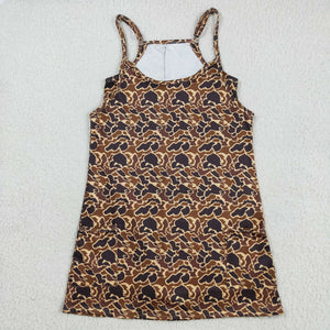Mama Brown Camo Athletic Shorts Adult Sleeveless Dress
