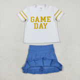 Golden Game Day Blue Pleated Athletic Shorts Girls Skirt Sets