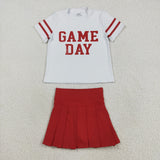 Game Day Red Pleated Athletic Shorts Girls Skirt Sets