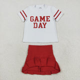 Game Day Red Pleated Athletic Shorts Girls Skirt Sets